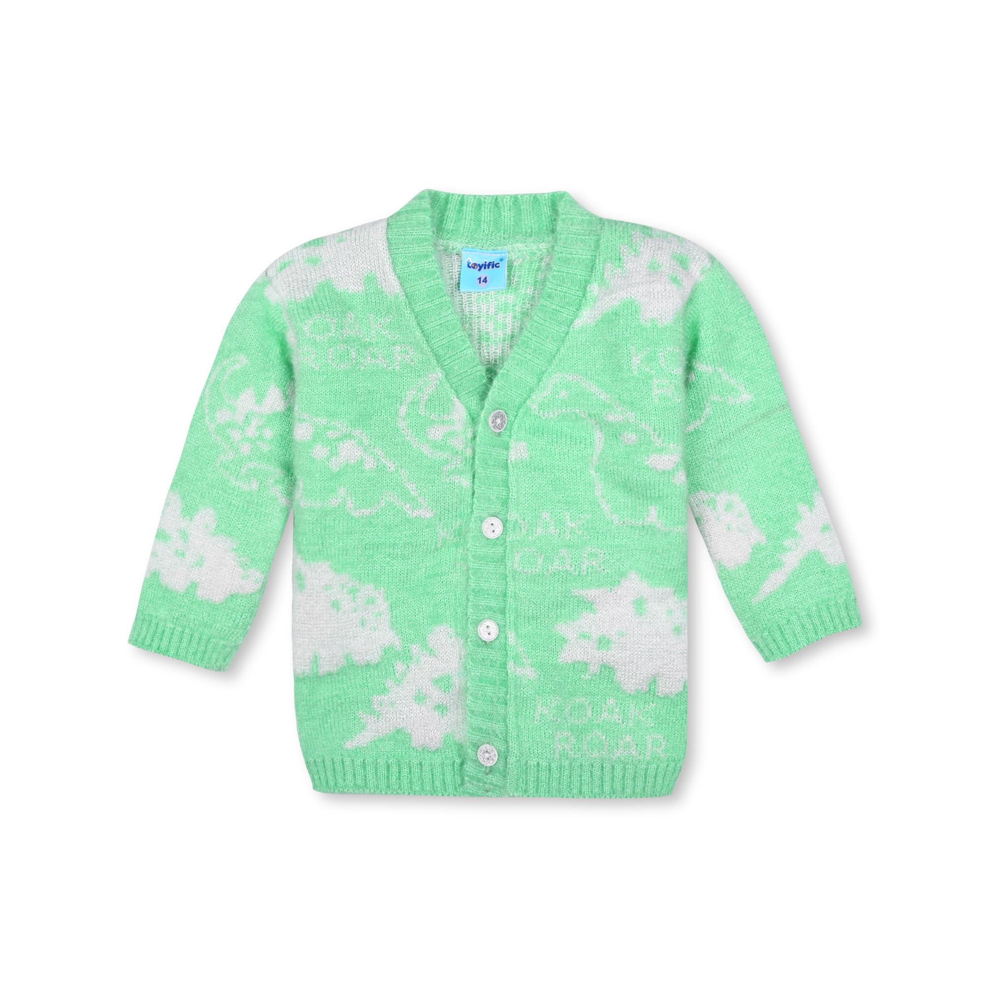 Only 4 Baby Unisex New Born Baby Boys/Girls Sea Green Woolen Front Open Sweater Set with Pyjami, Cap and Pair of Booties for Toddlers - Image 2 thumbnail