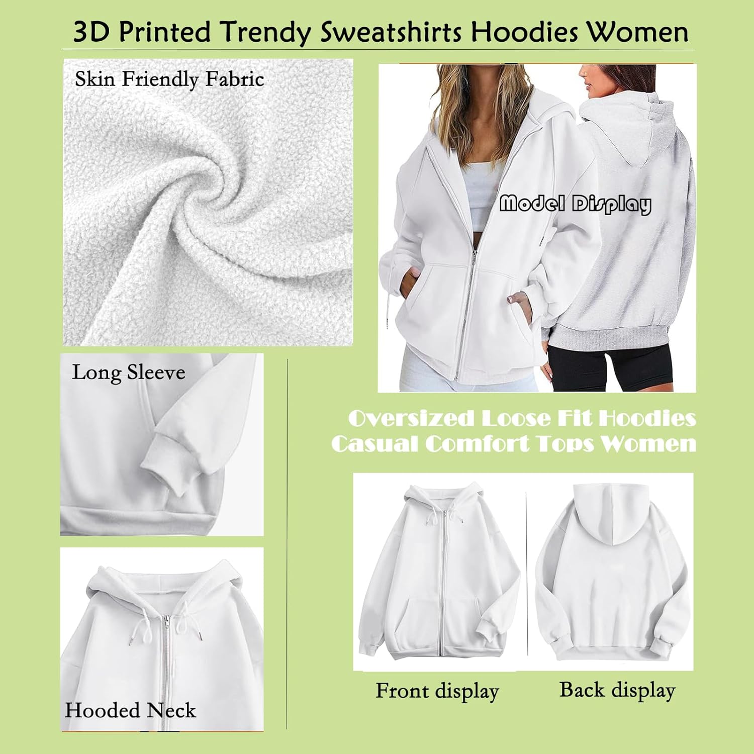 Bengbobar Women's Trendy Floral Printing Hoodie Jacket Zip Up Long Sleeve Sweatshirts Fall Coats for Women 2024 With Pockets - Image 4