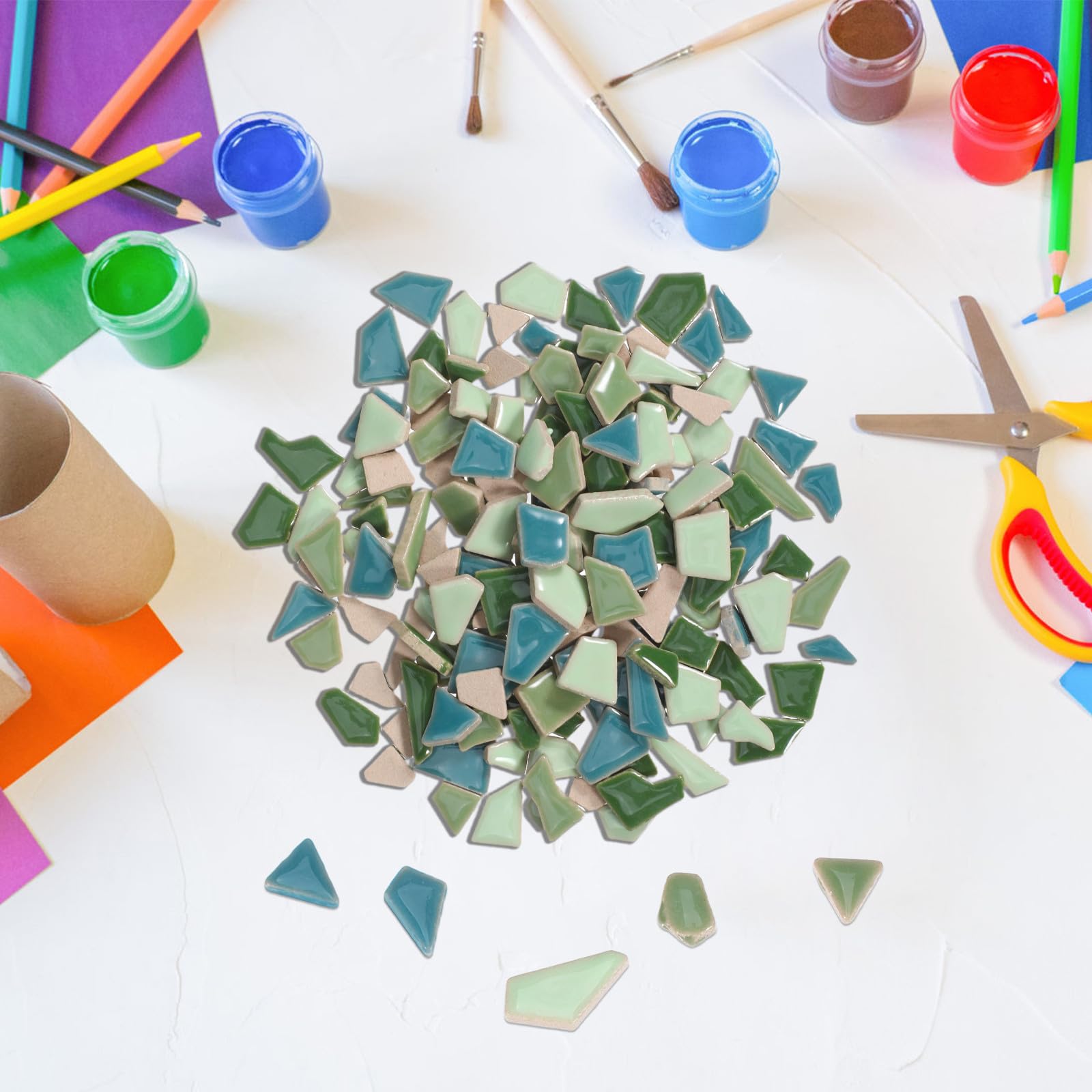 Piezas de Mosaico de Cerámica Irregulares de 200g para Manualidades y Decoración, Surtido Glaseado Práctico y Creativo para Proyectos de Bricolaje