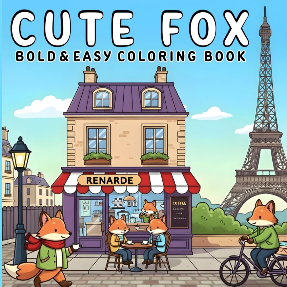 Cute Fox: Bold, and Easy Fox Coloring Book for Stress Relief – Big, Simple Designs for Teens and Adults