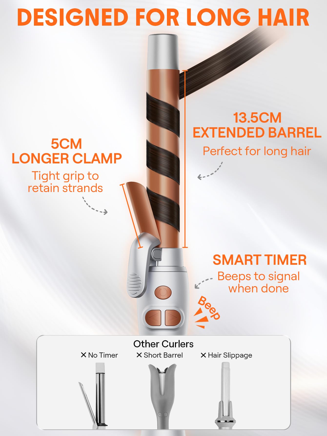 SHEGLAM Fer à Boucler Rotatif Automatique 25mm pour Cheveux Longs - Créez des Vagues Beach Effortless avec un Barillet Auto-Tournant (jusqu'à 220°C), Bouton Home et Double Tension