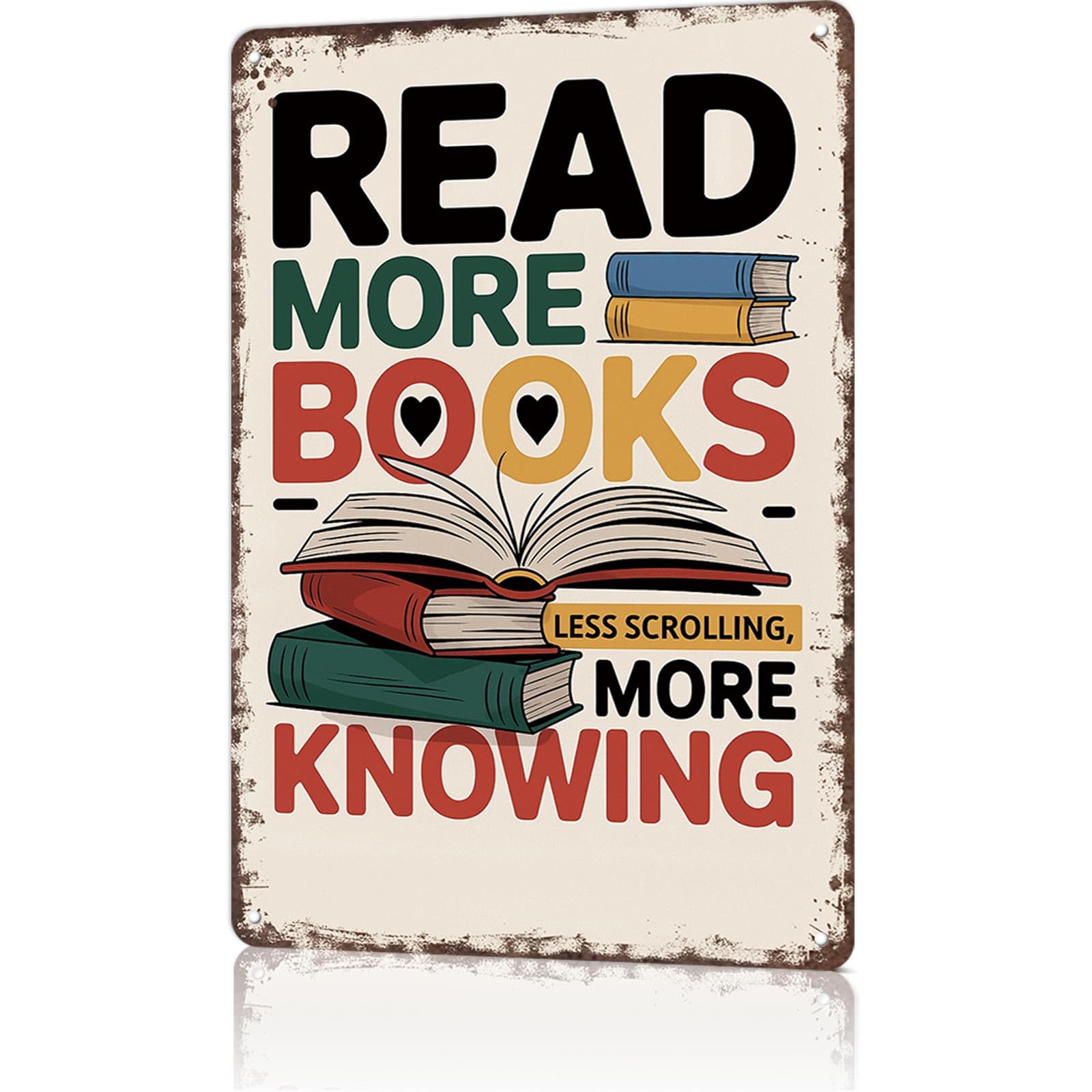 KWQDOZF Funny Metal Signs Poster 8x12inch Read More Books Aluminum Sign Wall Art For Home Room Bedroom Office Decor