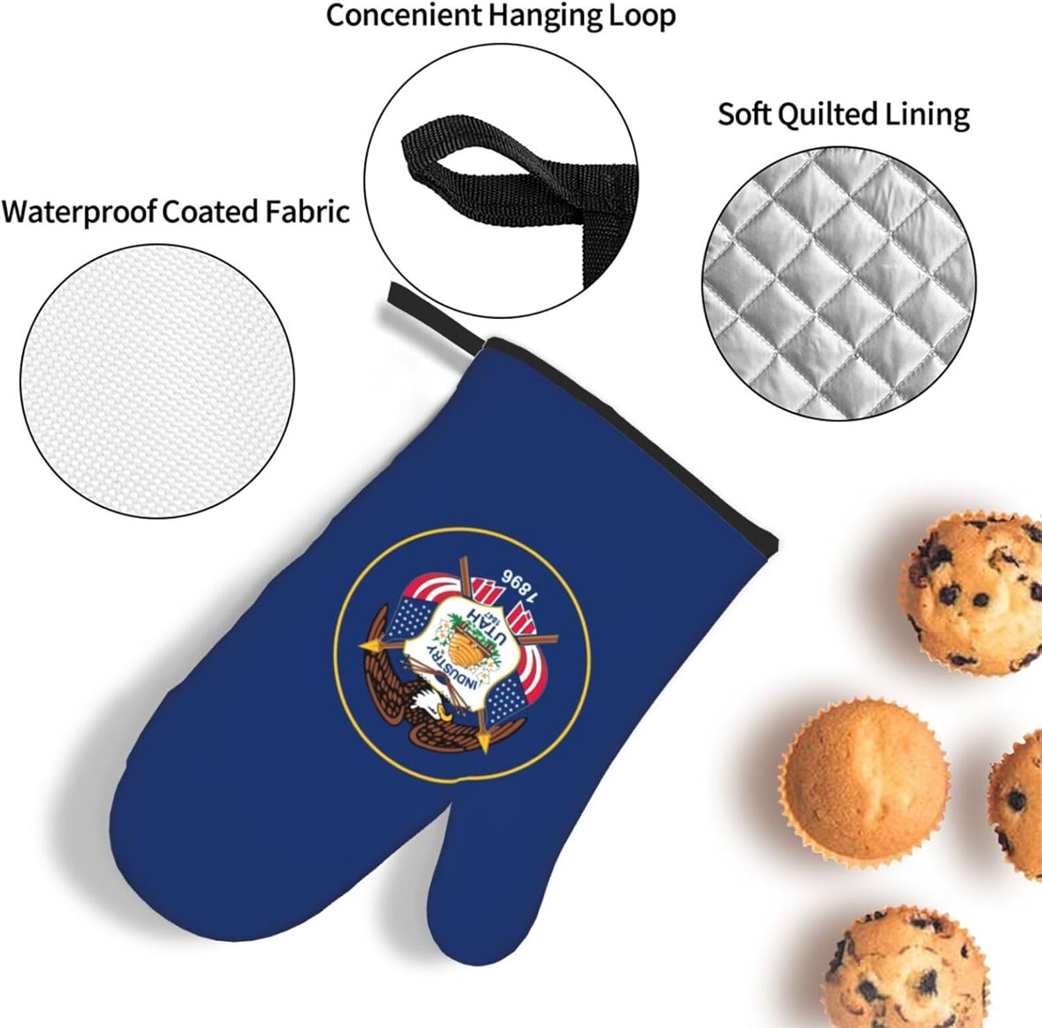 Utah Flag Print Heat Resistant Microwave Gloves, Used for Baking, Cooking, and Fashion Kitchen Essentials