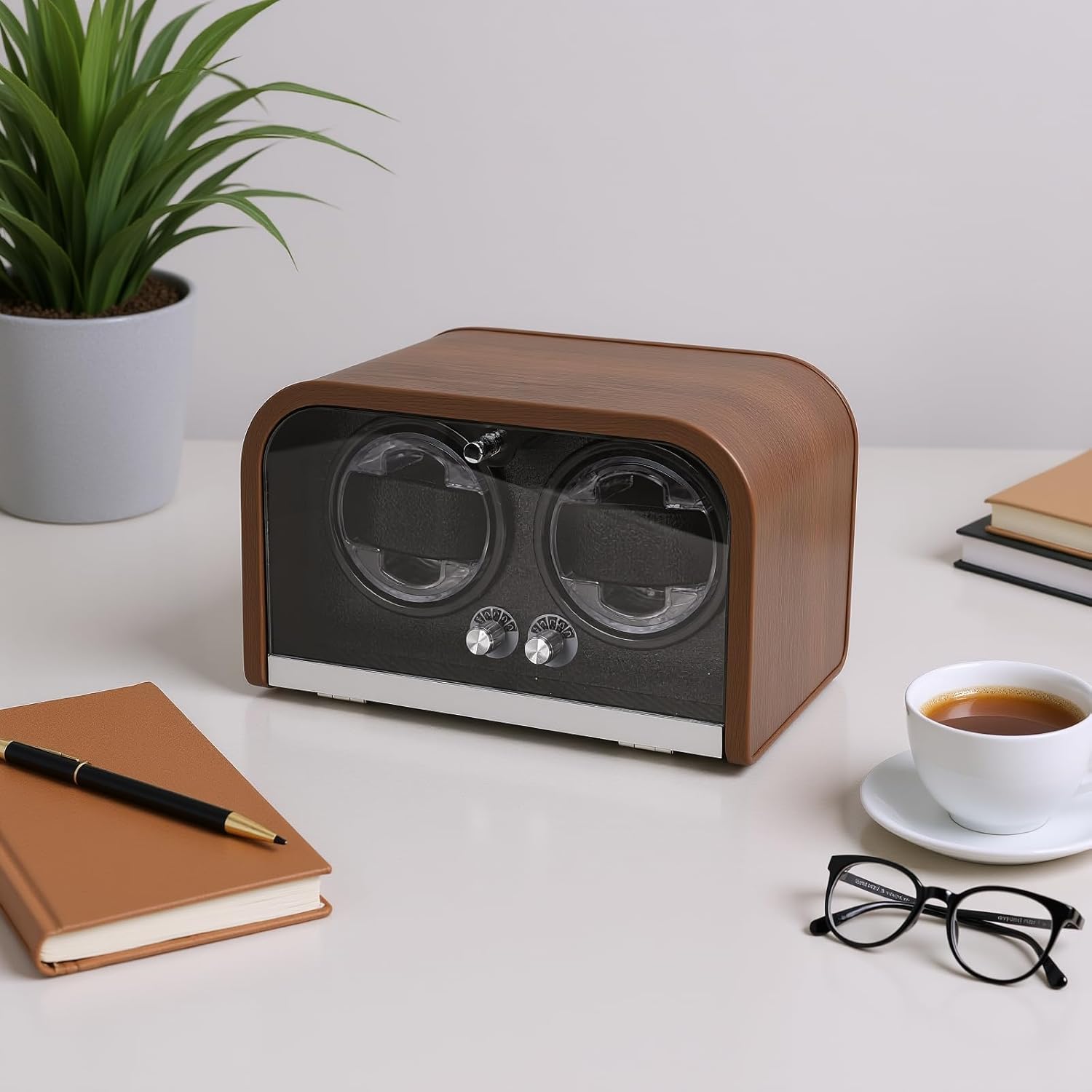 Automatic Watch Winder, Luxury Watch Rotator, Mechanical Winder Box with LED Light & 5 Adjustable Modes, Ideal for Lovers, Whisper Quiet 10dB Operation