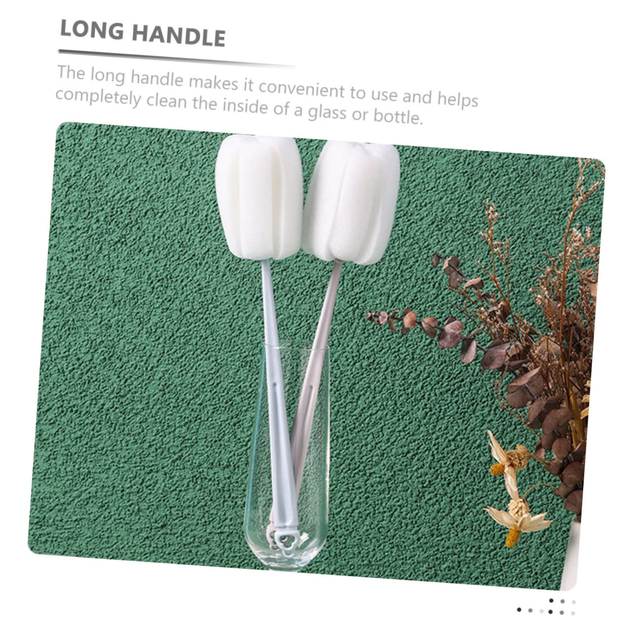 ABOOFAN 2Pcs Long Handle Sponge Brush Bottle Cleaner Dish Cleaner Bottle Brush Dishes Cleaning Brush Cleaning sponges for Household use Bottle Brush Cleaner Plastic Brush for Cleaning