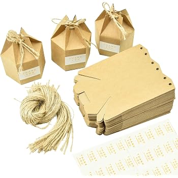 Wandefol Lot De 50 Kraft Boite Cadeaux Boite De Bonbons En Papier Emballages De Cadeaux Avec Etiquette Et Corde De Chanvre Pour Anniversaire Mariage Fete Noel Saint Valentin Amazon Fr Fournitures De Bureau