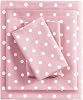 Mi Zone Pink Queen Size Sheet Sets Kids Polka Dot Sheets for Girls 100% Cotton Percale Soft Sheet Set, Flat Sheet, Fitted Sheet, Pillowcase, Breathable All Season Bed Set, Fits up to 14 Mattress