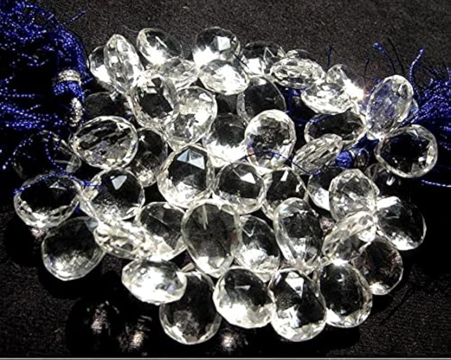 Cristal de roche poire facettée sans éclats pour montage de bijoux fiables