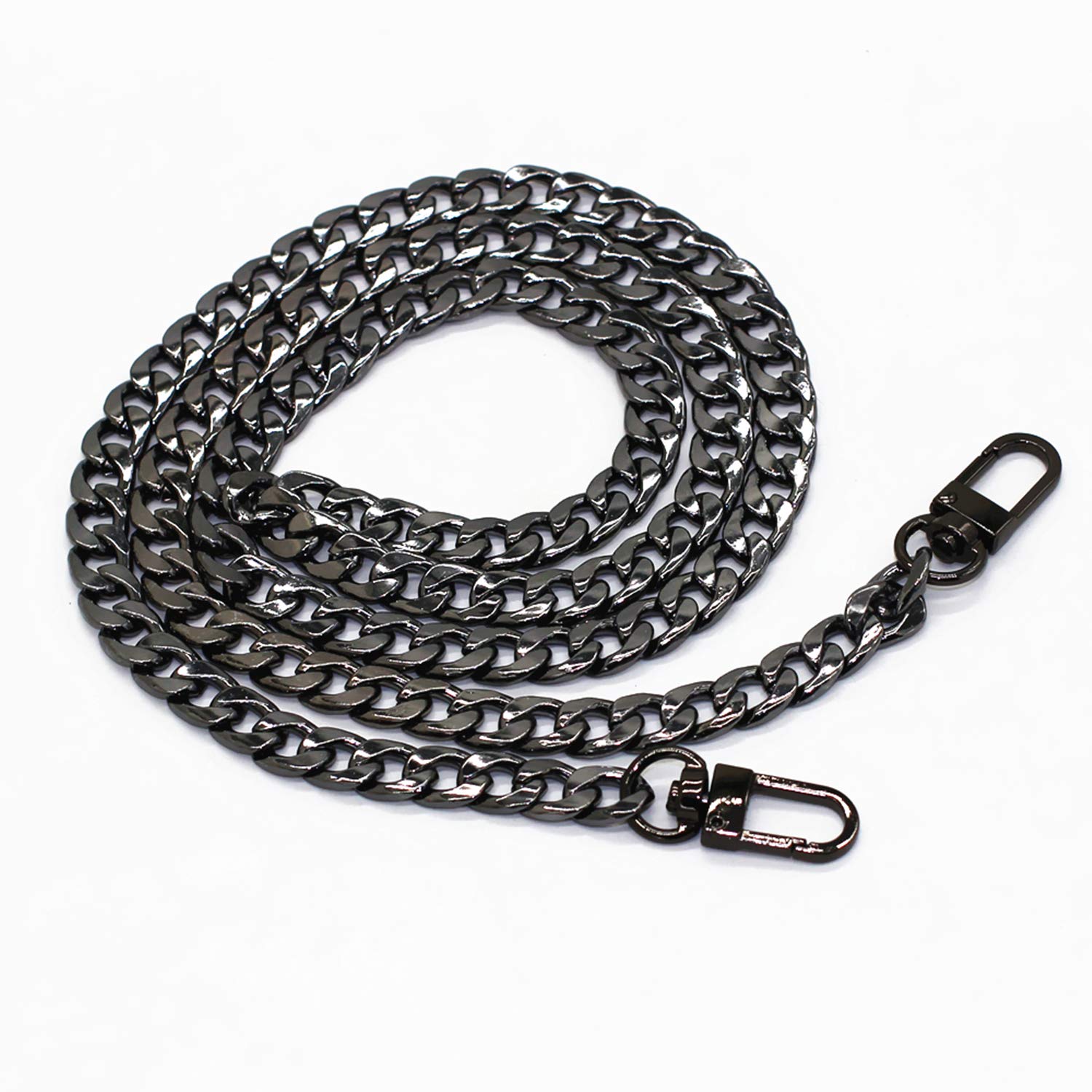 Model Worker DIY Iron Flat Chain Strap Handbag Chains Purse Chain Straps Shoulder Cross Body Replacement Straps with Metal Buckles (39.4", Gun-Black)