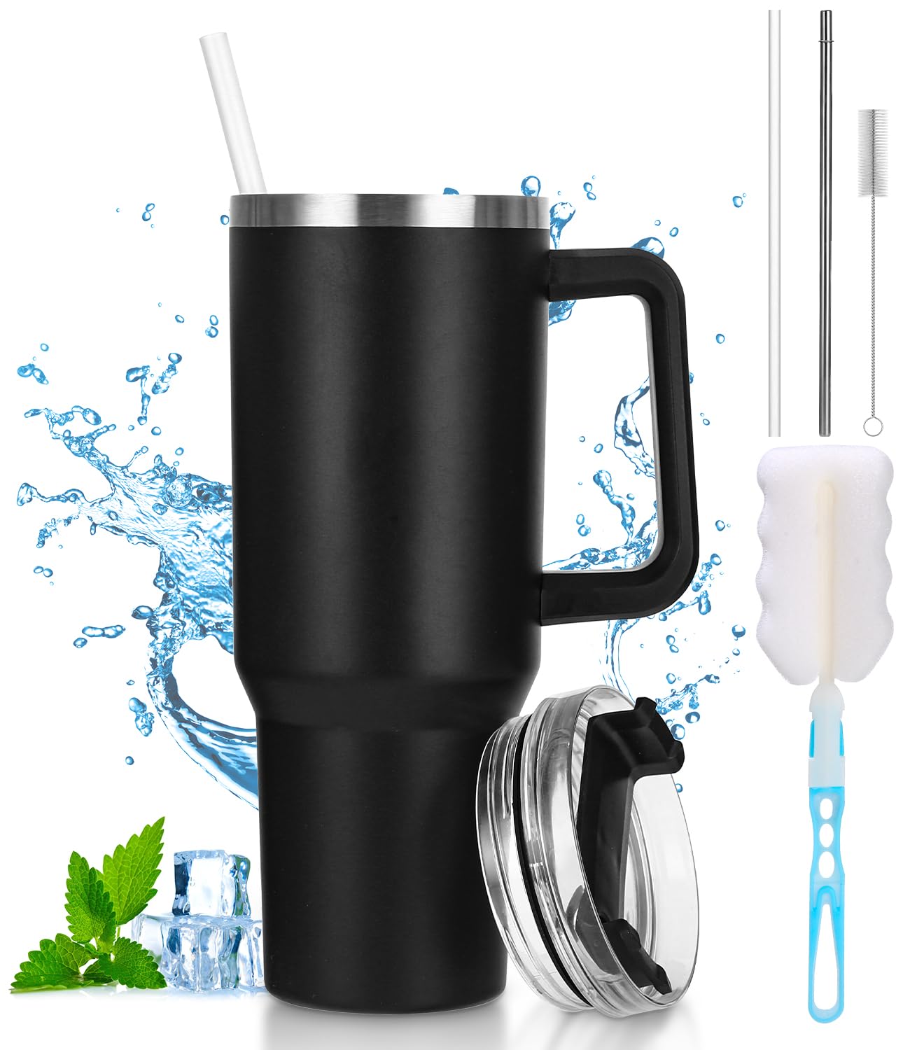 ZEAKKCEE Termo De 1,134.0 G Con Asa De Tapa Con Pajilla, Taza De Agua
