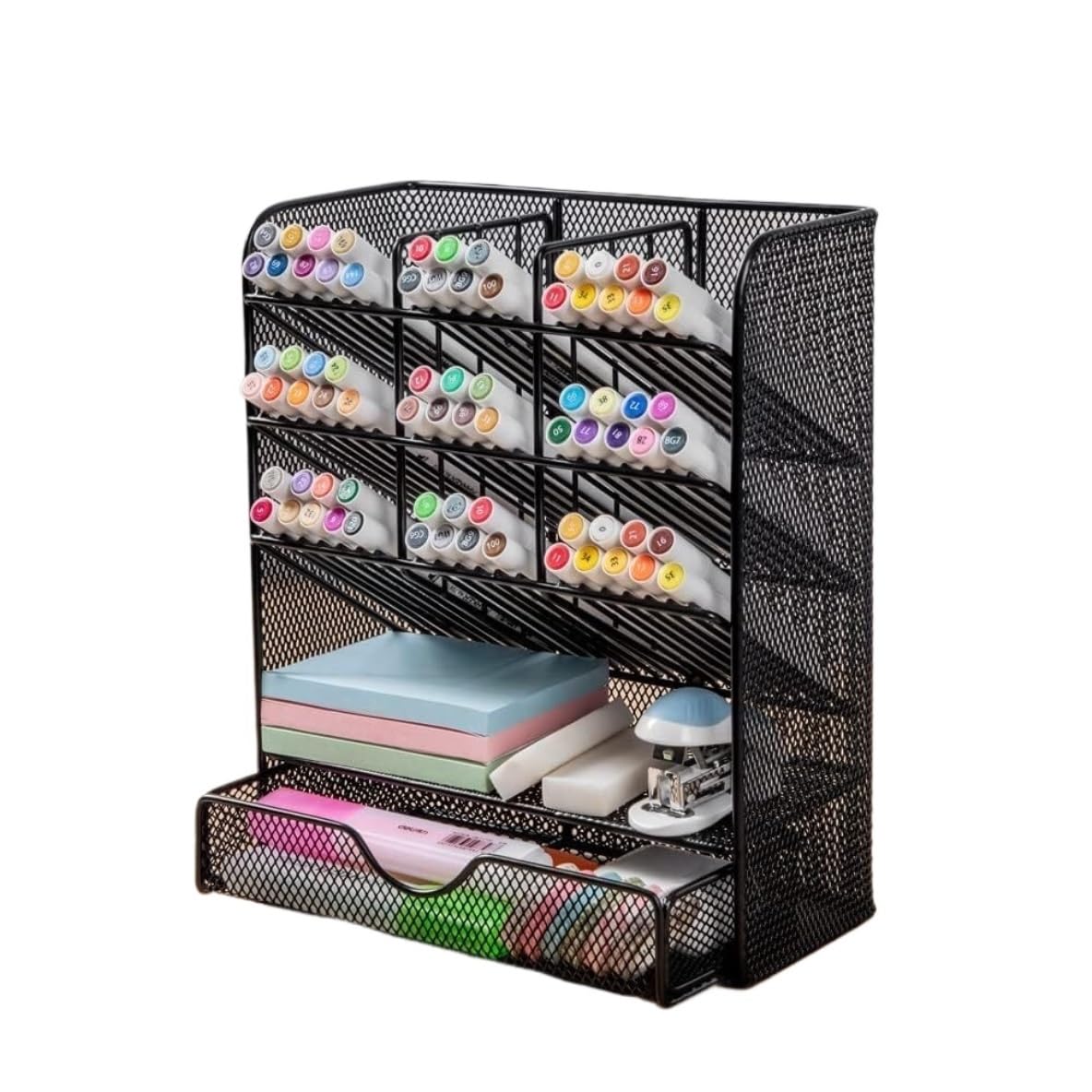 Schreibtisch Organizer Stiftehalter Schreibtisch Stifthalter Aus Metall, Stiftehalter Für Den Schreibtisch, Schreibtisch-Organizer Mit Schublade Für Schule, Zuhause, Kunstbedarf Organizer Büro ( Color