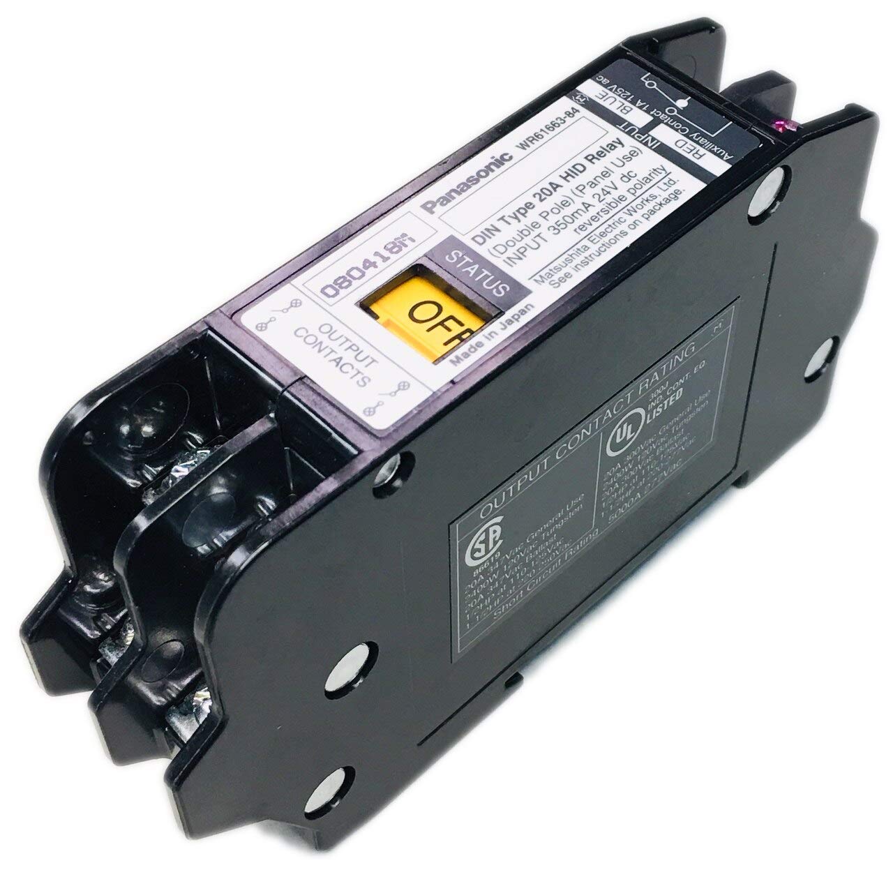 WR61663-84 DIN Type 20A HID Heavy Duty Relay Double Pole Input 350mA 24VDC Reversible Polarity