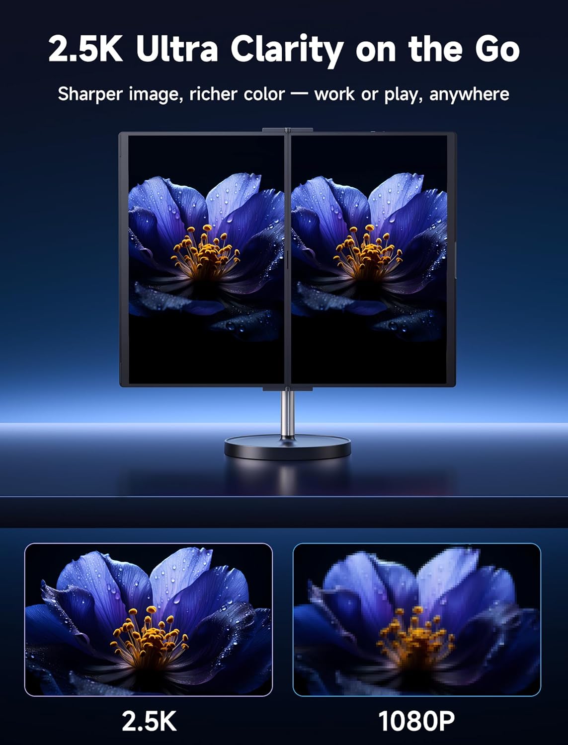 Laptop connected to the JSAUX FlipGo monitor via a single USB-C cable, displaying content across both screens.