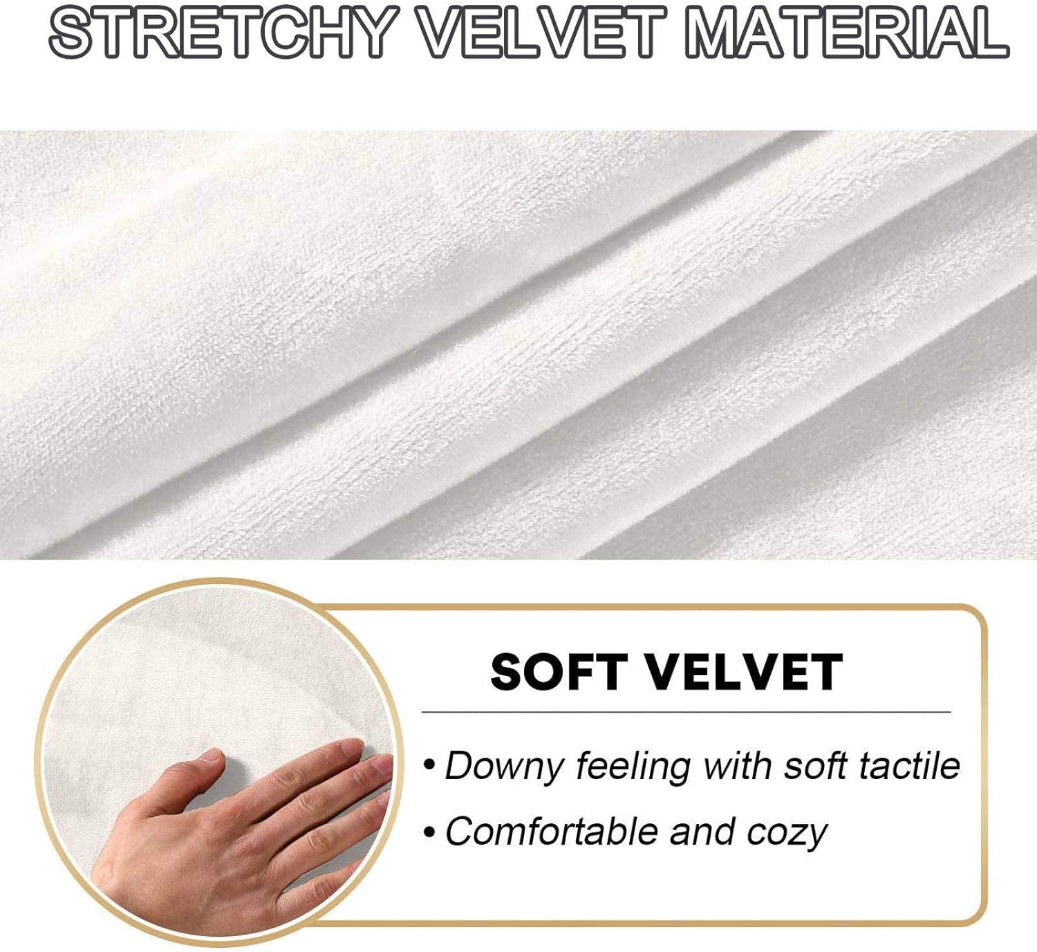 Recliner Chair Covers Velvet, 4Piece Furniture Protector Covers Stretch Recliner Chair Cover with Elastic Bottom Armchair Chair Slipcovers for Pets-White-Recliner