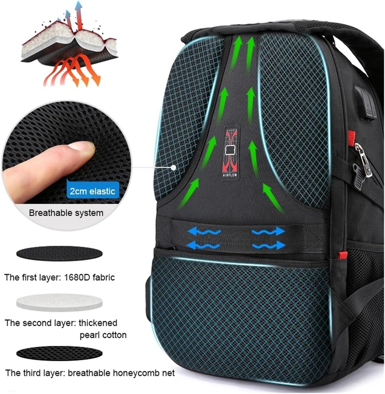 Men's Backpack 17 Inch Laptop Backpacks Travel Bags Swiss-Style Large Capacity Business bagpack Male(Black,17 Inches)