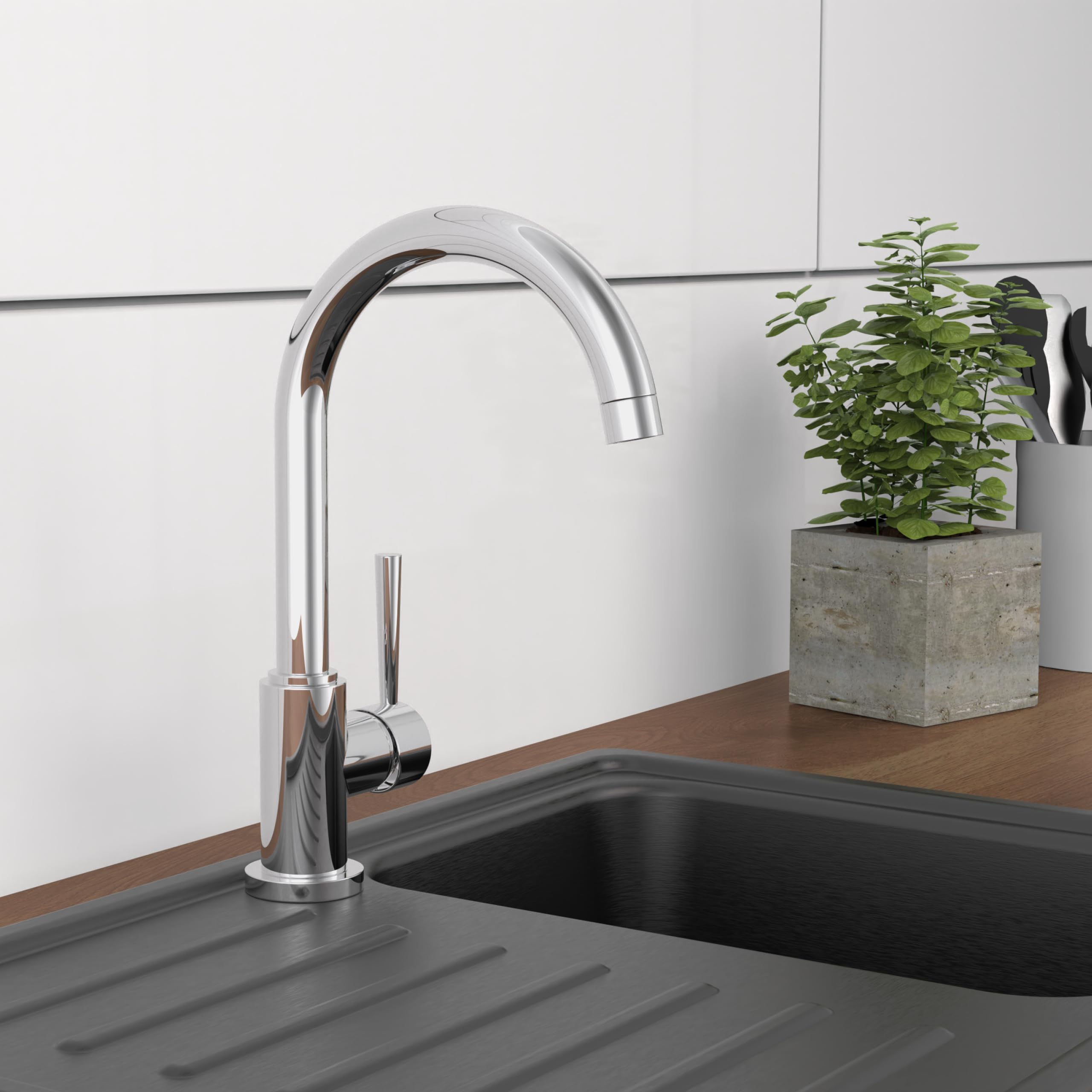 Grifo de cocina SCHÜTTE Cornwall, grifo de cocina, mezclador de fregadero giratorio 360 grados para fregaderos dobles, 79116 cromado