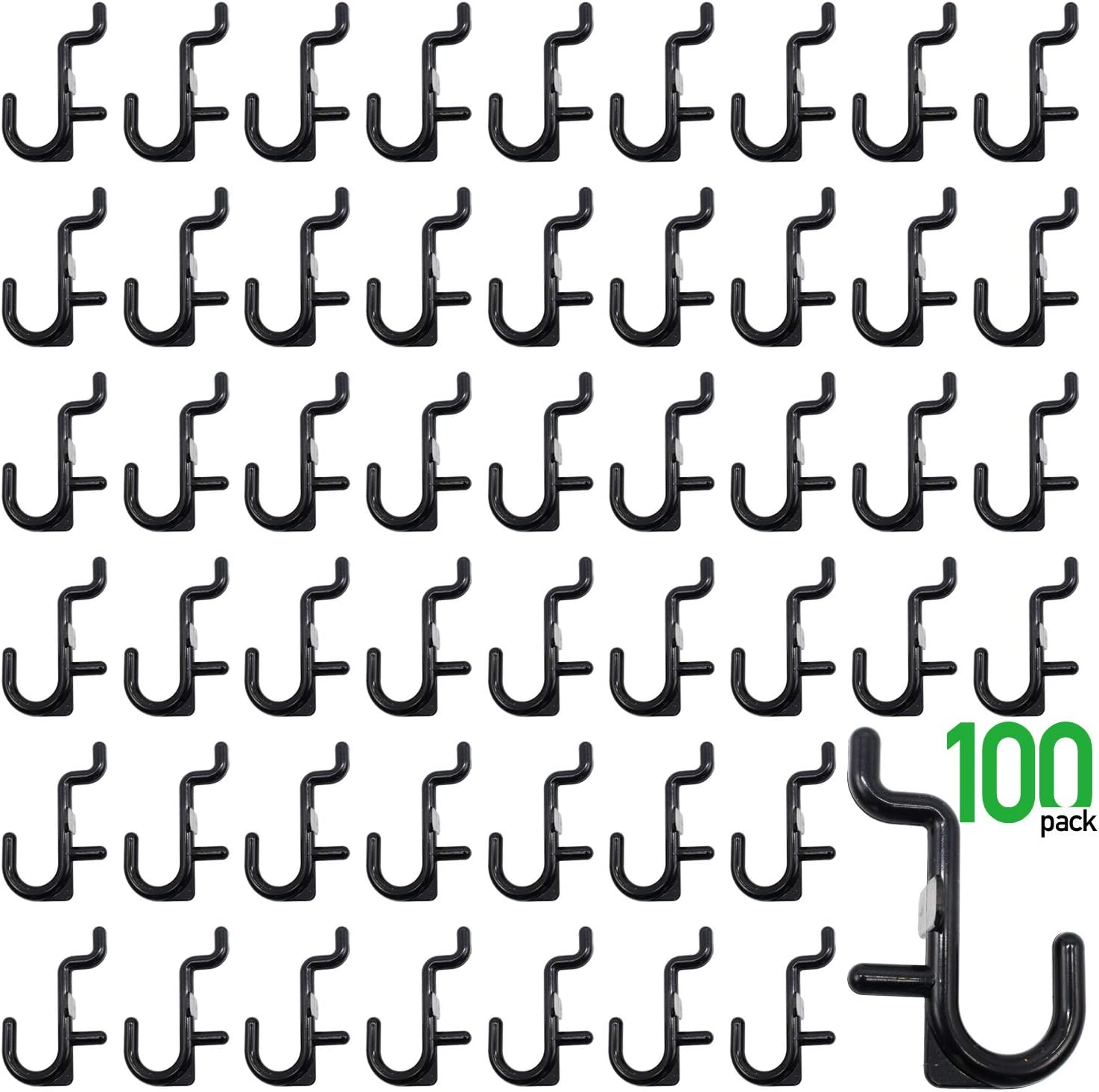 Colorstorm Pegboard Hooks Kit Pegboard J Hook Assortment 100PK Black Peg Hooks
