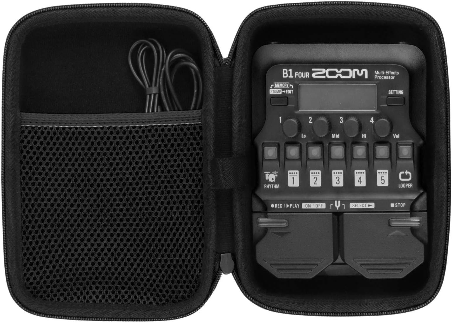 Hard Carrying Case replacement for Zoom FOUR Bass Guitar Multi-Effects Processor Pedal (Zoom G1 B1 A1 FOUR Bass Guitar Case, Black Case)