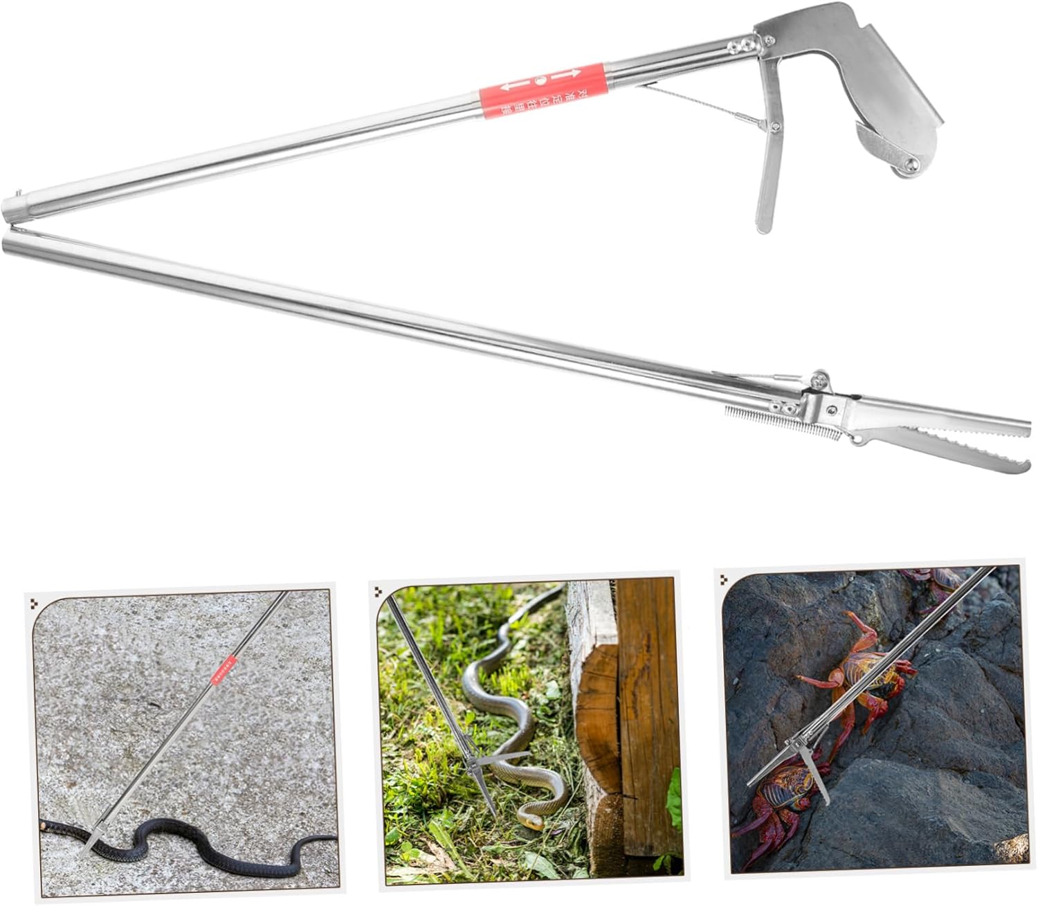 Stainless Steel Folding Snake Tong Multifunctional Snake Catcher Clip for Outdoor Use Easy to Clean and Store for Reptile Handling and Garden Activities