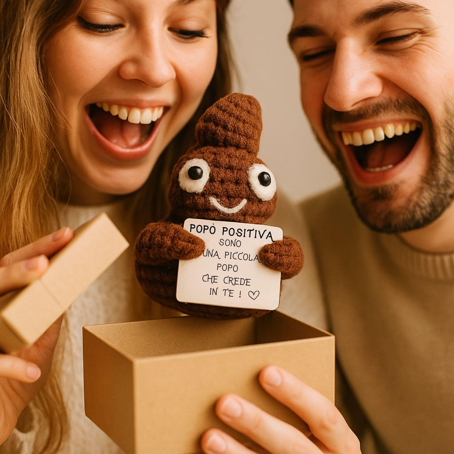Popo Positivo© | Regalo Simpatico e Divertente | Idea Buffa | Festa & Compleanno | Uomo Donna Bambino Ragazzo | Uncinetto Cacca Bagno| Peluche Motivazionale | Amico Collega Ufficio | Giocattolo Comico
