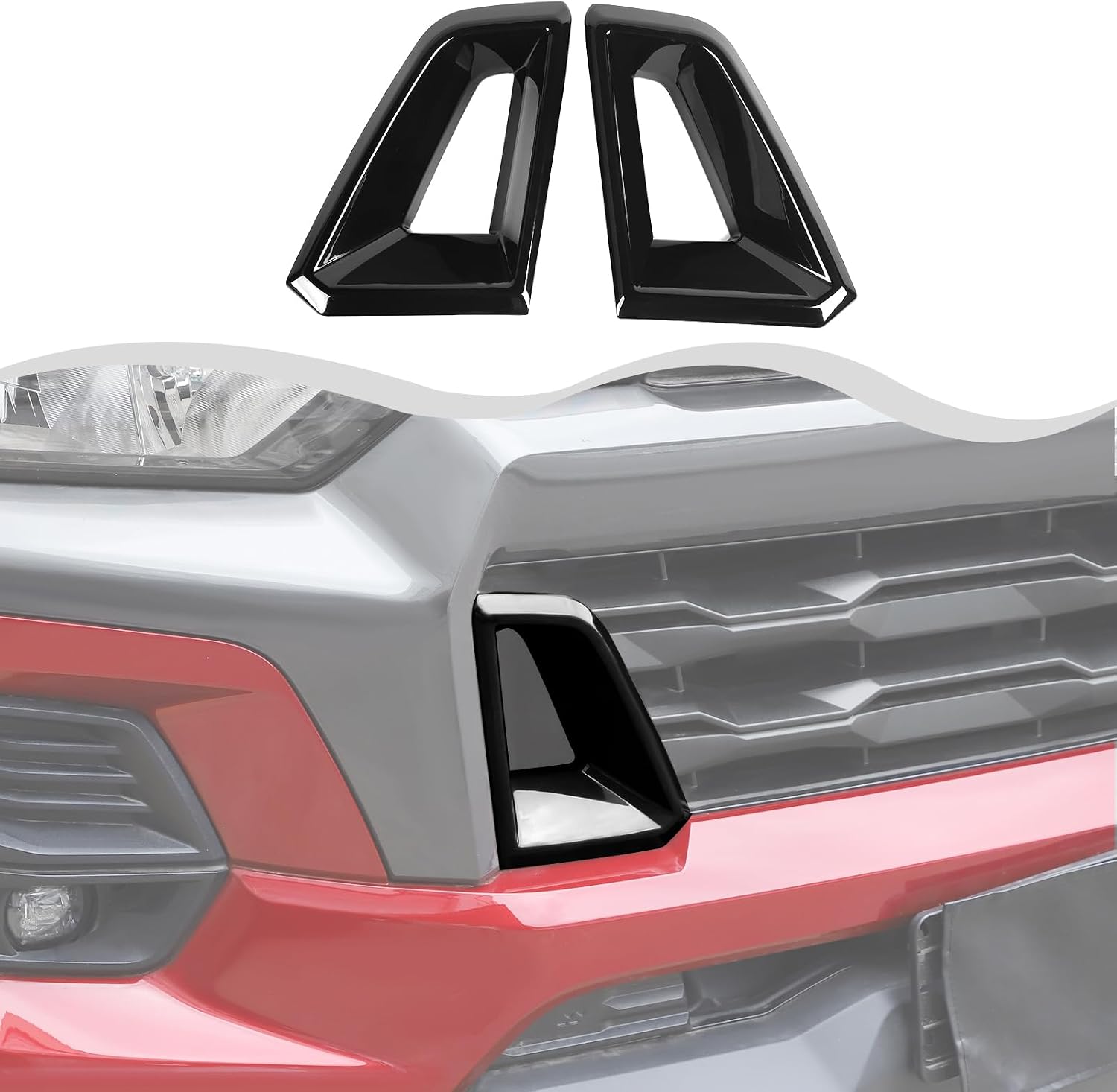 Black Grille air Intake Vent Decoration Outside Hood Vent Air Cowl Panel Cover Trim Compatible with Chevy Colorado 2024 (2Pcs/Set,ABS)