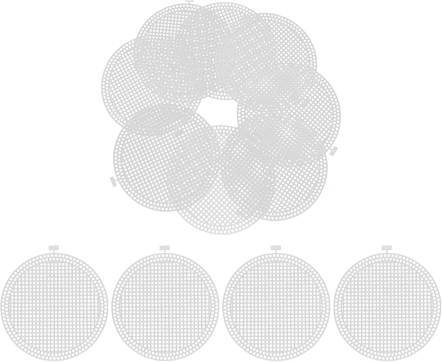HAPINARY 12pcs 17cm Round Plastic Stitching Canvas Mesh Sheets Crochet Bag Bottoms DIY Crafting Sewing Mesh Pads for Yarn Embroidery Projects