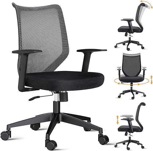 ETasker Silla de oficina ergonómica para el hogar sillas de escritorio de malla con ruedas y brazos ajustables cómoda silla de escritorio para