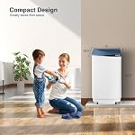 DORTALA Portable Washing Machine, Fully-Automatic Washing Machine with Spin, 10 lbs Capacity, Compact Laundry Washer with Built-in Drain Pump and Hose, Ideal for Laundry Apartment, Dorm, Blue