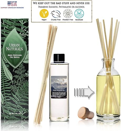 Miniatura 372 de Urban Naturals Reed Diffuser Oil Refill Ocean Mist Sea Salt with Salt Spray, Violet Leaf, Sea Grass, Driftwood 8 oz + Free Reed Sticks, Made in The
