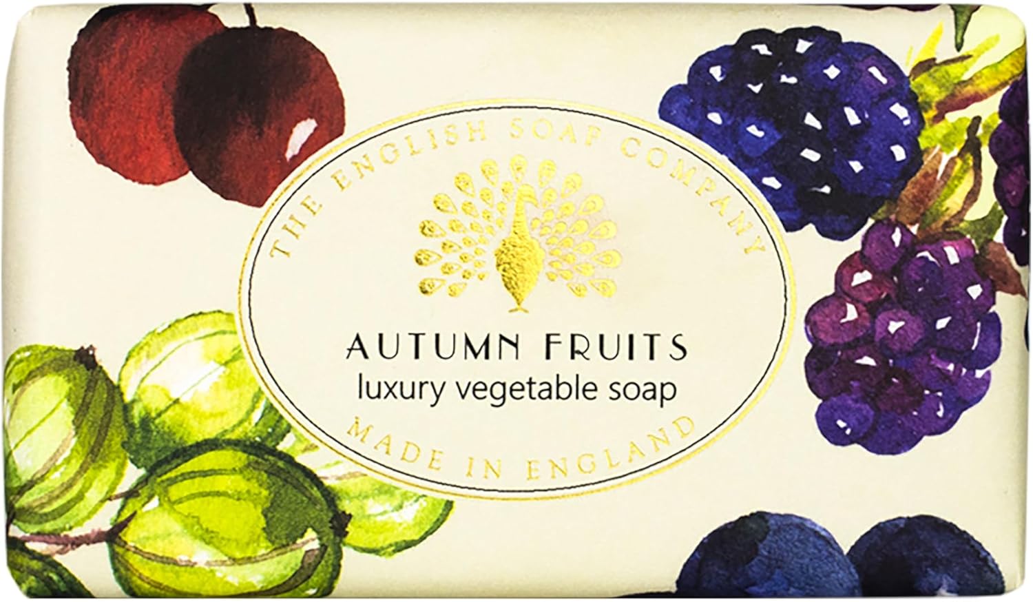 The English Soap Company Vintage Wrapped Soap Bar, Shea Butter Soap Bar, Autumn Fruits Scent 190g