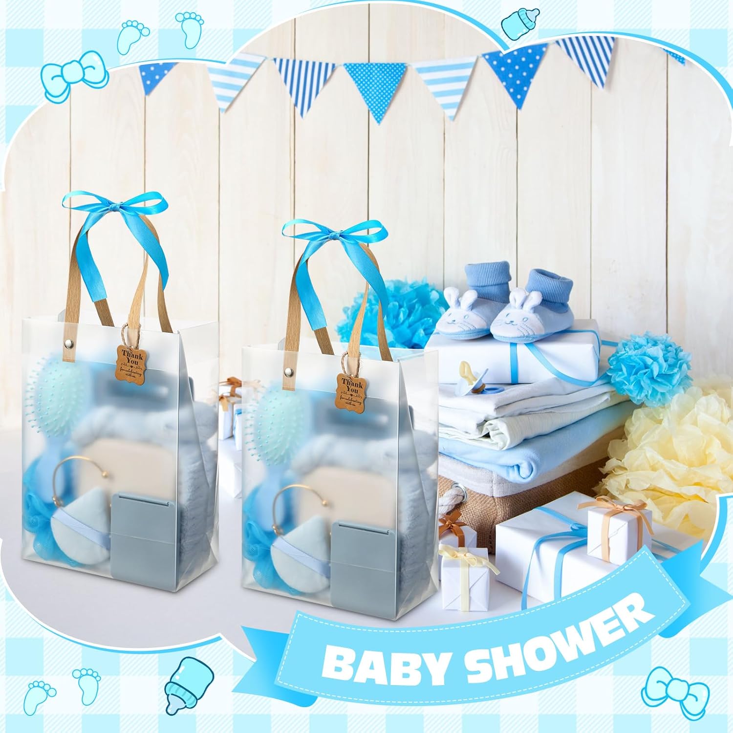74Pcs Baby Shower Prizes for Game Winners Baby Shower Favors Gifts including Headband Hair Brush Jewelry Box with Gift Bag for Baby Shower Game Prizes Wedding Bridal Shower Favors (Blue) - Image 5