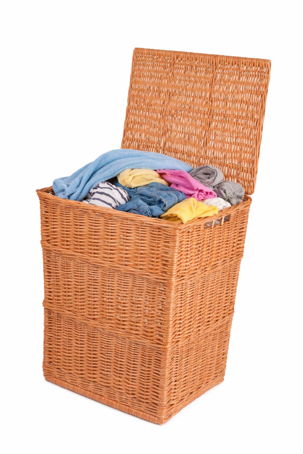 Wäschekorb aus Weide mit Deckel 63x48x38 cm eckig XXL | Natürliche Weide, großes XXL Format, Deckel, eckige Form für Bad, Schlafzimmer und Hauswirtschaftsraum