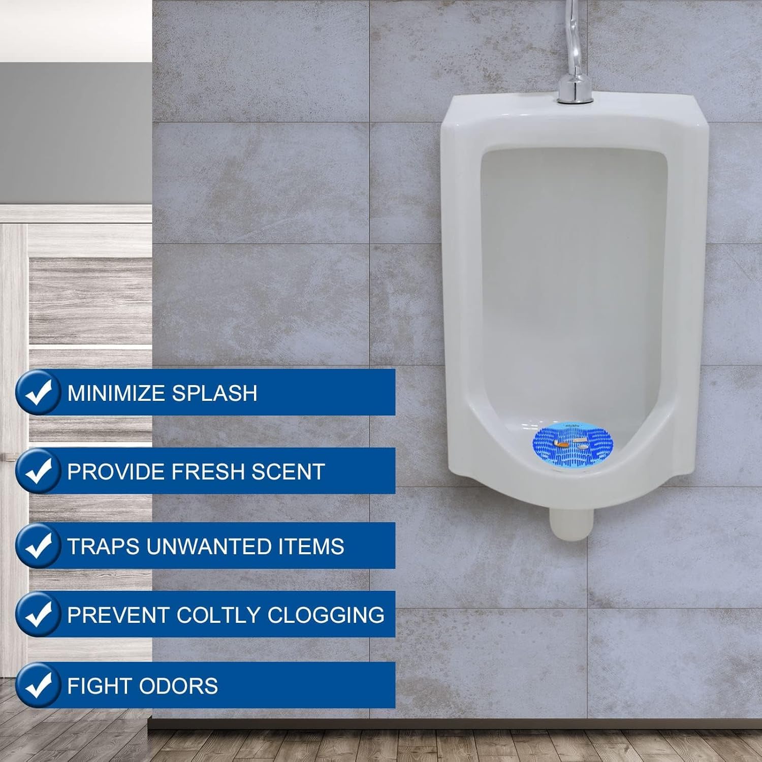 Urinal Screens Deodorizer 32 Pack Urinal Deodorizer Scented Urinal Screen Anti-Splash Urinal Screen for Urinals in Restrooms Restaurants Office Schools (16 Blue+16 Orange)