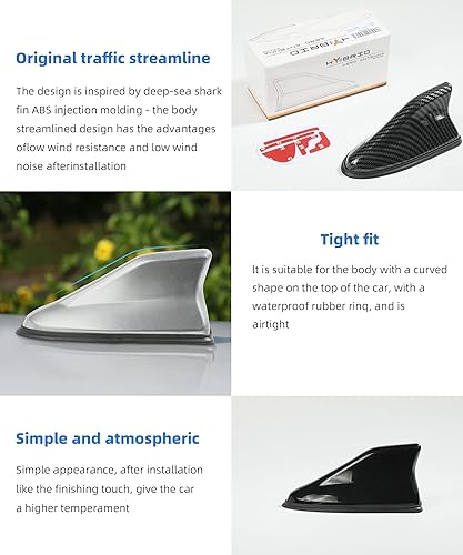Miniatura 6 de YAKEFLY Cubierta de antena de aleta de tiburón para automóvil, antena universal de aleta de tiburón para automóvil, antena de señal de radio AMFM,