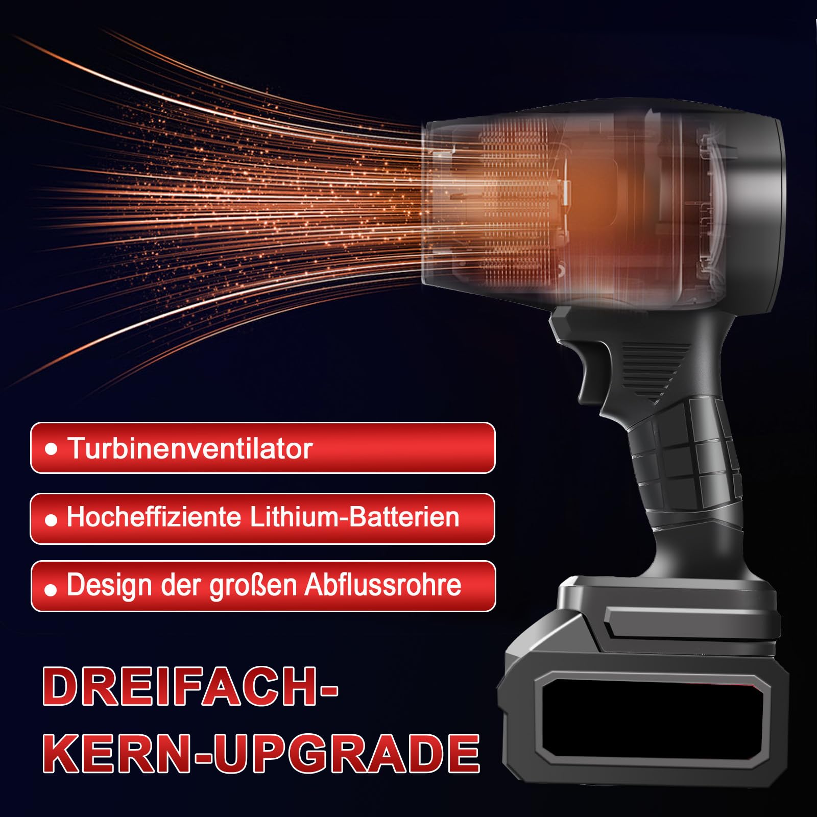 Akku Laubbläser Turbo Gebläse, Mini Laubbläser Mit 21V 1300mah Akkus Und Ladegerät, 800W 35000U/Min Tragbarer Elektrische Staubgebläse Handgebläse Luftbläser Schneefräse zum Laub, Staub, Schnee