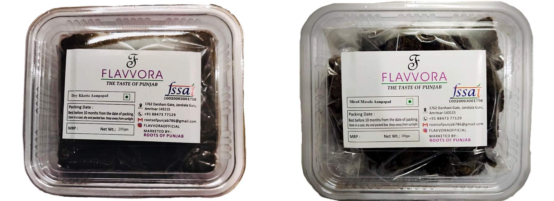 FLAVVORA Amritsari Aampapad (Combos)(After meal digestive pack) (Black Dry Khatta and Masala Sliced (Laccha) Combo, 400gm(Pack of 2-200gm each))