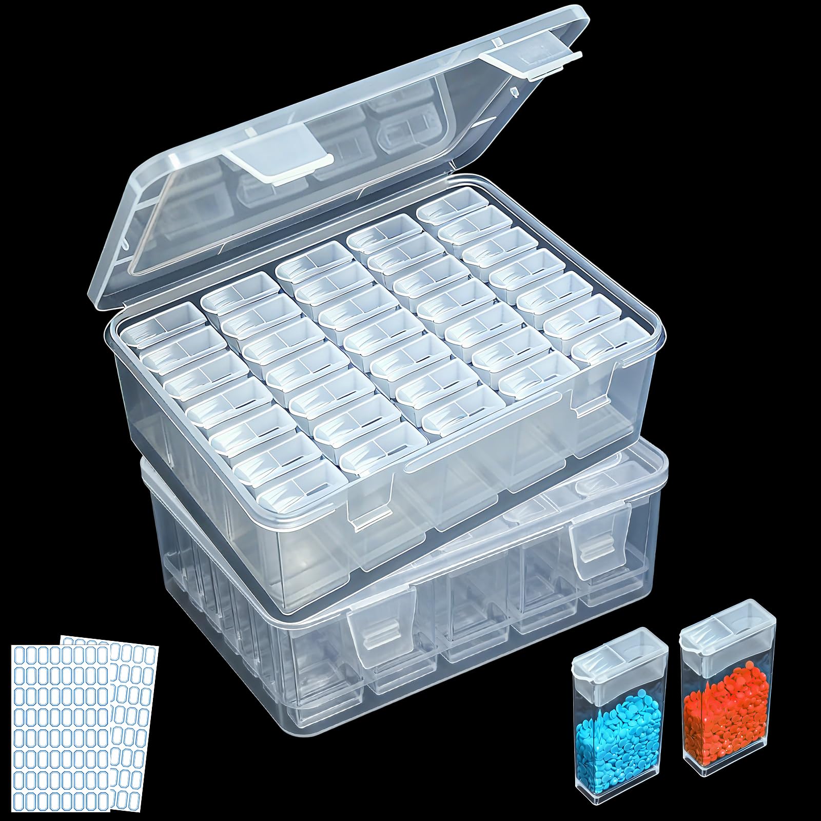 Boîte De Rangement Pour Diamants 35 Compartiments – Coffret Transparent Pour Strass, Perles Et Accessoires Nail Art