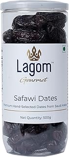 Lagom Gourmet Safawi Dates 500g | Premium Saudi Arabian Khajur | Naturally Sweet Soft Dates | No Added Sugar | No Preserva Price In India
