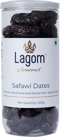 Lagom Gourmet Safawi Dates 500g | Premium Saudi Arabian Khajur | Naturally Sweet Soft Dates | No Added Sugar | No Preserva...