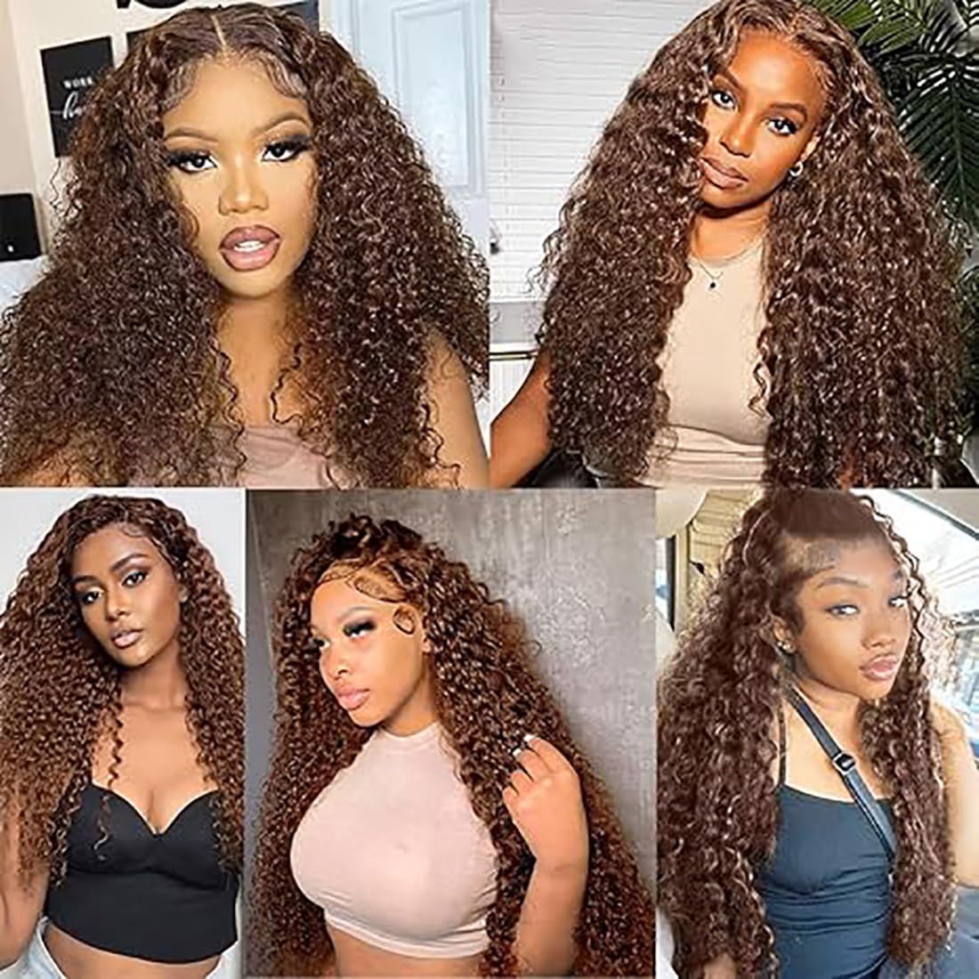 Tissage Naturel Cheveux Humain Curly Wave Human Hair Bundles Double Weft 3 Extensions 50g/Per #4 Chocolate Brown Couleur Tissage en lot Cheveux Naturel 12 14 16 Pouce