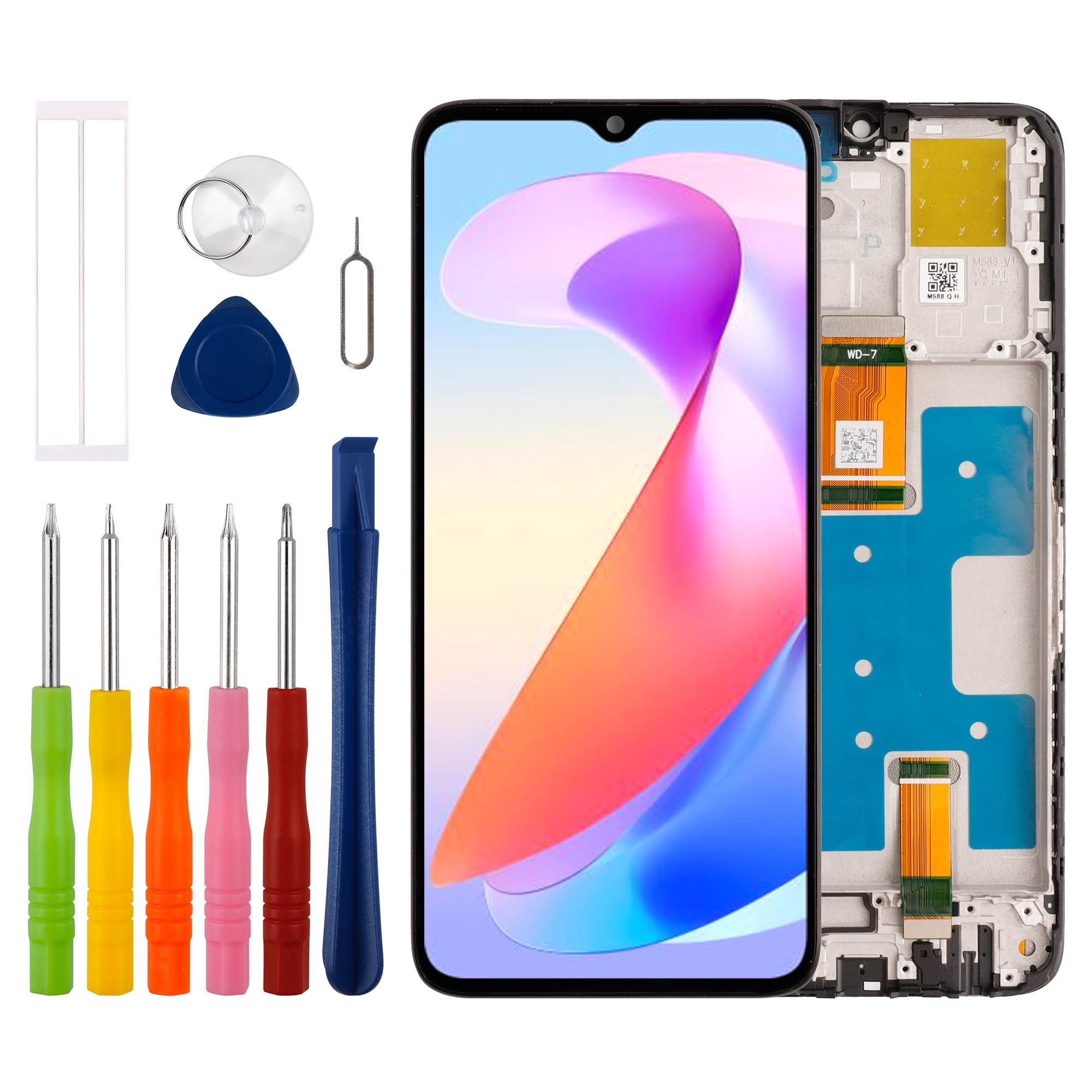 [with Frame][New] Duotipa LCD Display Touch Screen Digitizer Assembly Replacement for Honor X6a WDY-LX1 6.56" with Technical Repair Tools Kit-Black.