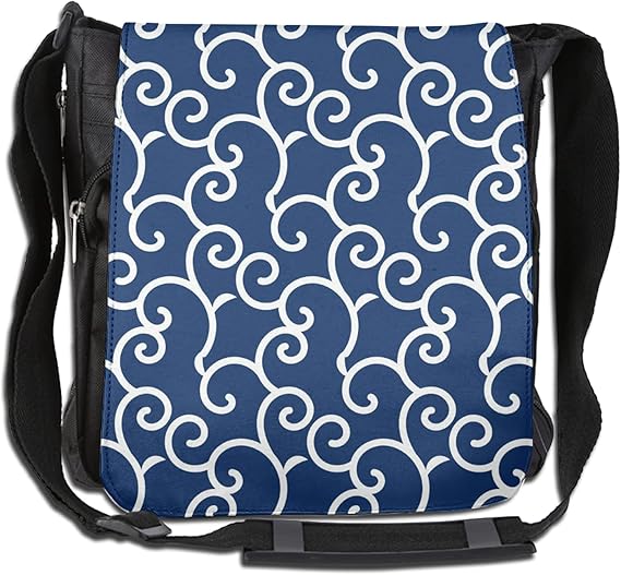 Amazon ショルダーバッグ 和柄 青 唐草模様 斜めがけバッグ メッセンジャーバッグ ボディバッグ 人気 ワンショルダー バック カバン 斜め掛けバッグ おしゃれ 収納 ワイド 軽量 防水 大容量 通勤 通学 旅行 アウトドア 男女兼用 シューズ バッグ