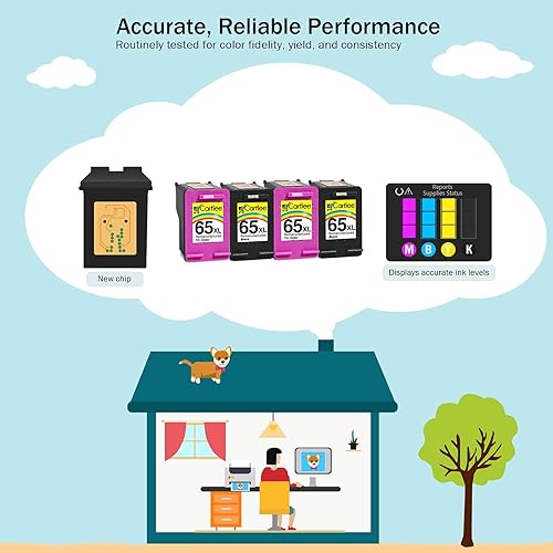 Miniatura 6 de Cartlee Cartucho de tinta remanufacturado de repuesto para HP 65XL 65 XL para impresora DeskJet 2600 2622 2635 2652 2655 3700 3720 3722 3752 3755