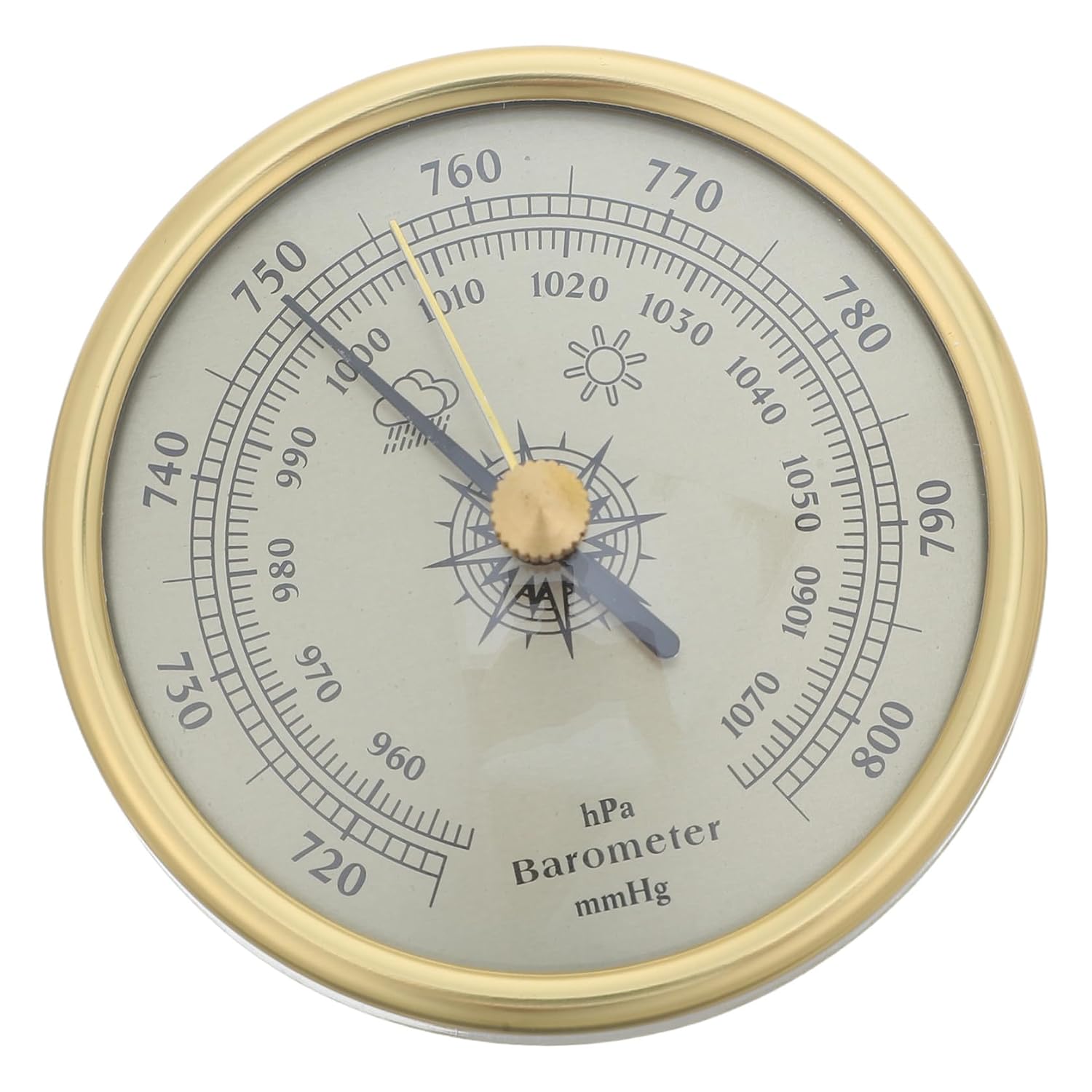 SHINEOFI Multi-Functional Indoor Aneroid Barometer and Thermometer with Humidity Monitor for Home Use, 72mm Gold Dial Weather Station with Air Pressure Gauge and Weather Forecasting