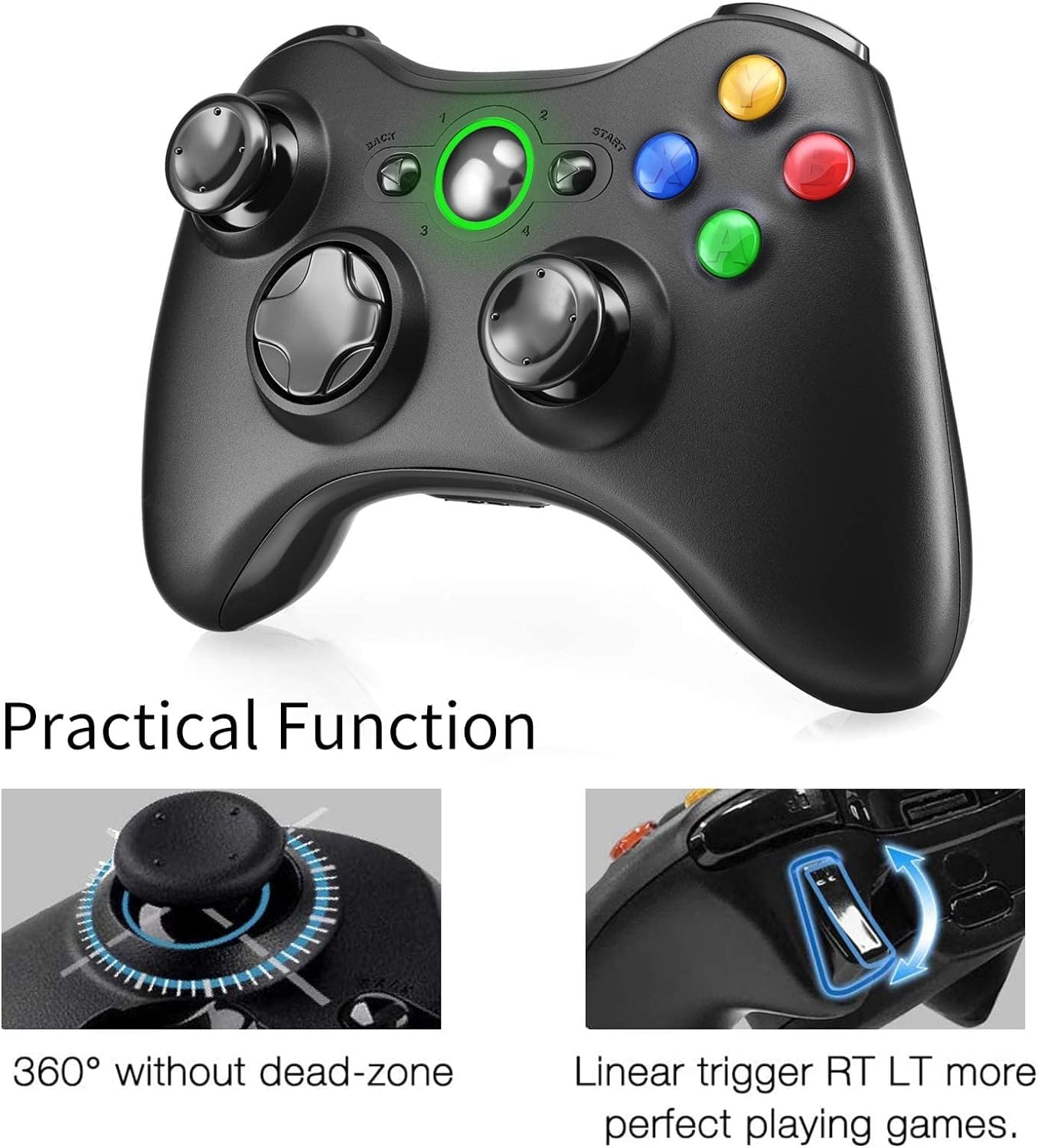 Dhaose - Controller Wireless per Xbox 360 e PC, 2.4 GHZ, per Xbox & Slim 360 PC Windows 7, 8, 10