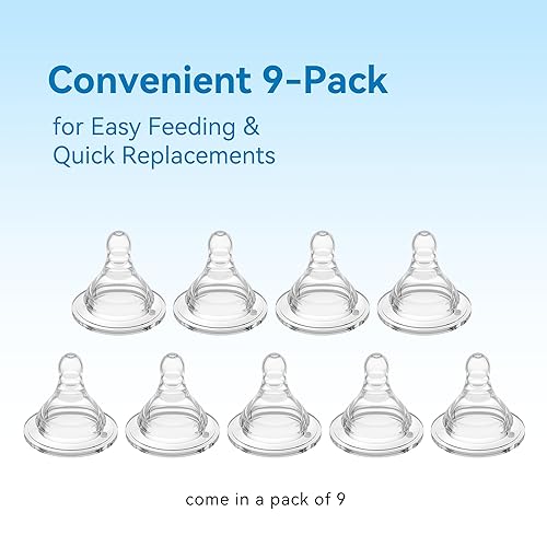 Miniatura 8 de Tetinas de biberón de flujo medio nivel 2, 9.8 ft+, compatible con biberón de cuello ancho, 9 unidades