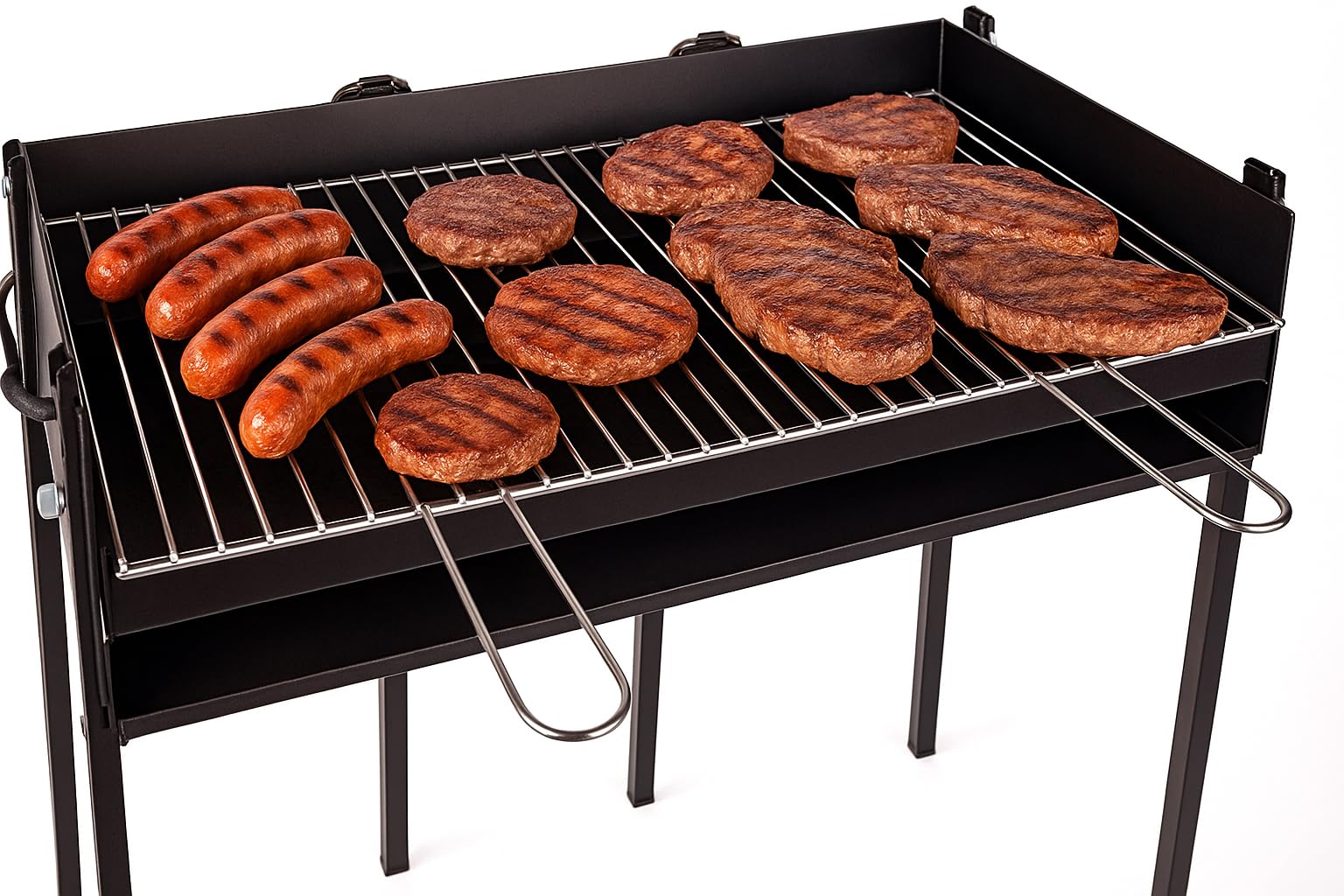 BARBACOA RECTANGULAR LEÑA Y CARBÓN 80 X 40 CENTÍMETROS CON SOPORTE PARA PAELLERA IDEAL PARA CAMPING Y PLAYA