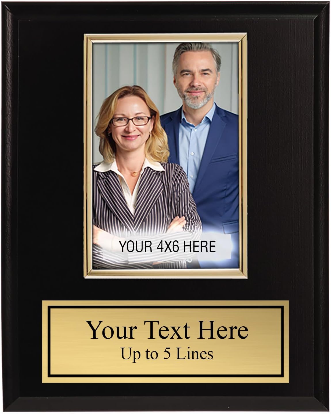Designs ByLITA 8x10 Black Personalized Photo Plaque - 4x6 Vertical Picture Holder - Custom Text on Plate