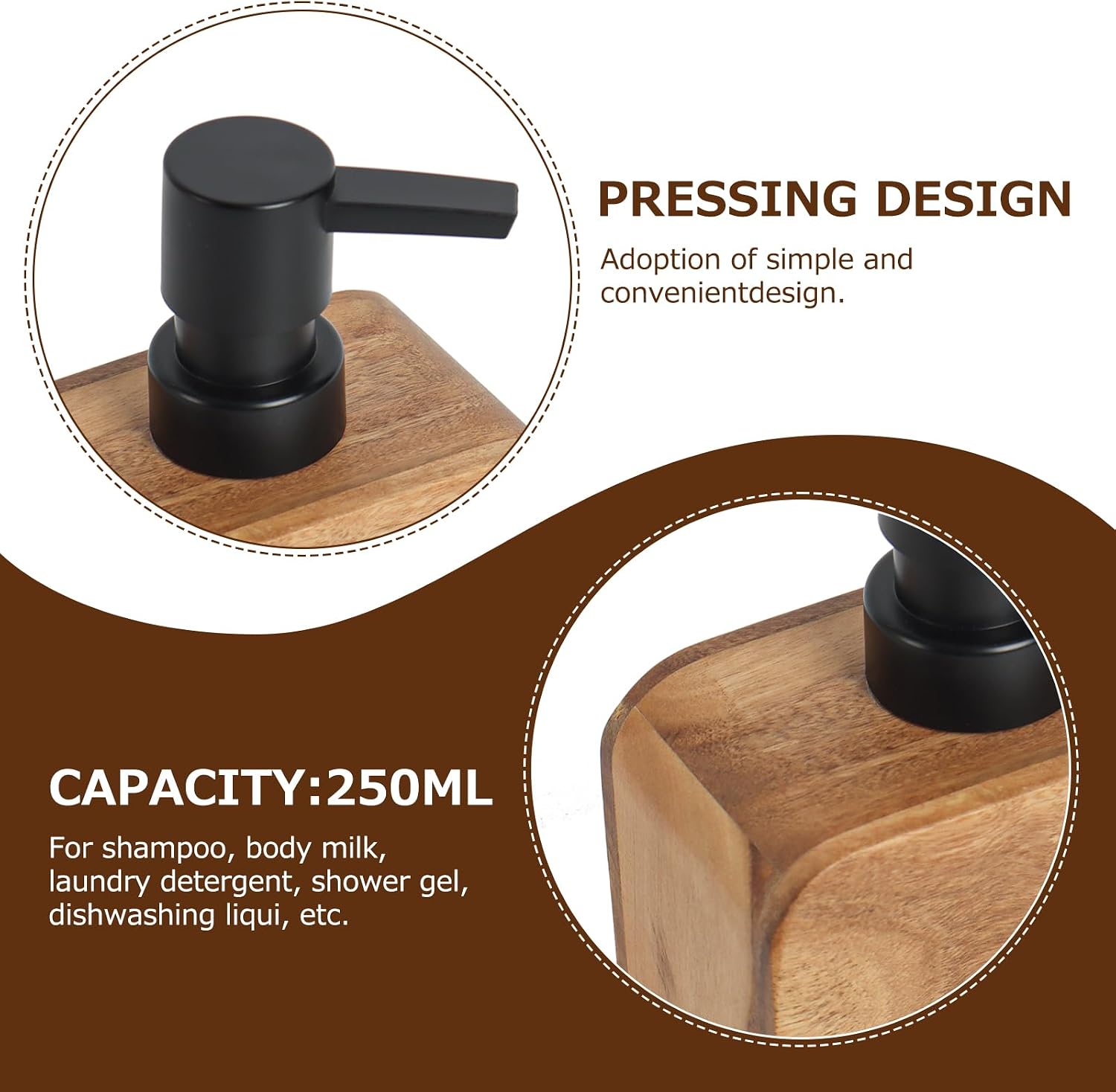Handmade Mango Wood Soap Dispenser, Elegant Design, Easy to Fill, Liquid Dispenser Suitable for Homes, Bathroom, Hotels, Restaurants | Elegant Design, Easy to Fill, Liquid Dispenser, Suitable for Homes, Bathroom, Hotels, Restaurants