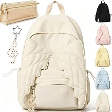 Spacious Angel Wing Backpack, Practical Nylon Aesthetic Daypack With Adjustable Straps, for Teen Travel Daily ,White
